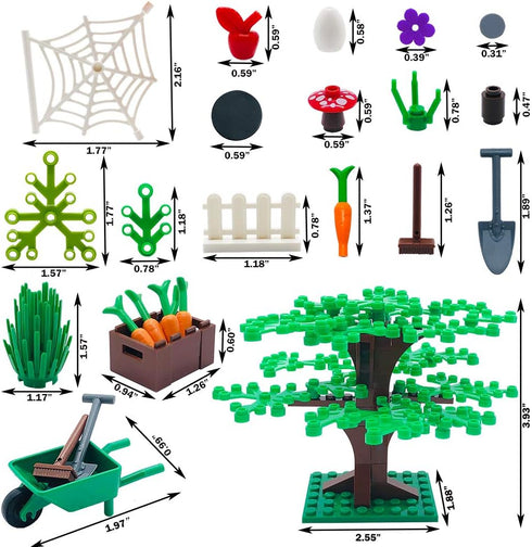 Farm Animals Building Blocks Toys Garden Park Trees and Flowers Classic Botanical Accessories Bricks for Boys Girls Kids Age 6+ Gifts?Include 1 Pc...