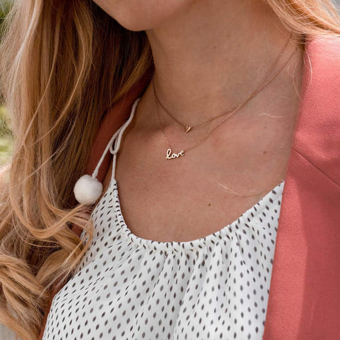 MYEARS Women Word Love Necklace Gold Cursive Pendant 14K Gold Filled Chain Dianty Boho Beach Simple Handmade Jewelry Gift...