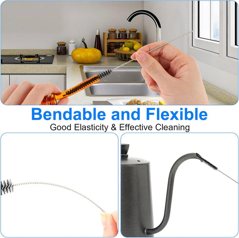 Straw Cleaner Brush 12Pcs Black Straw Brush 8 Inch Pipe Cleaners Scale Brush for Straws Reusable 12 Sizes of Straw Cleaning Brushes Set for Cleane...