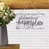 Welcome to our happy place sign decor 6"x12" Wood Hanging Décor for front door home sign...