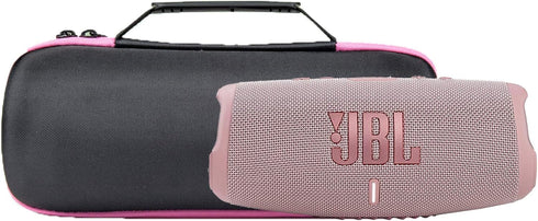 co2CREA Hard Travel Case replacement for JBL Charge 4 / replacement for JBL Charge 5 Waterproof Bluetooth Speaker (Black Case + Pink Zipper)...