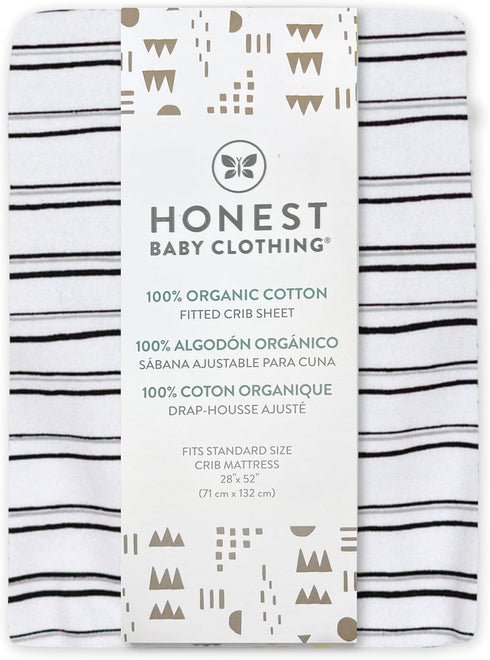 HonestBaby unisex-baby Classics Fitted Crib Sheets Set Standard Mattress, 100% Organic Cotton Baby Boys, Girls, Neutral, 1 Pack - Pattern Play Lig...