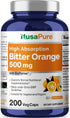 NusaPure Bitter Orange 500mg 200 Veggie Caps (Vegetarian, Non-GMO, Gluten Free) Bioperine...