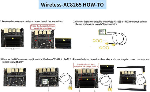 Wireless-AC8265 Dual Mode AC8265 Wireless NIC Module for Jetson Nano Developer Kit M.2 NGFF Support 2.4GHz / 5GHz 300Mbps / 867Mbps Dual Band WiFi...