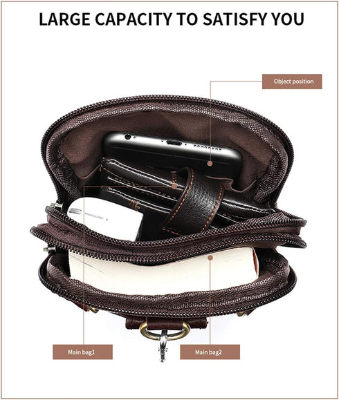 Cell Phone Shoulder Bag Leather Men, Waterproof Phone Waist Bag Messenger Bag Crossbody Purse with Belt Loop Wallet Case...