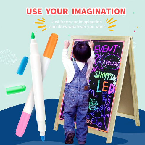 YR Dual Sided Neon Pens For Light Up LED Board, Neon Markers Applicable For Draw, Sketch, Create, Doodle, Art, Write, Learning Tablet, 12 Packs...