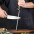 Knife Sharpener Rod, Kitchen Knives Sharpener Carbon Steel Professional Knife Sharpening Steel, Honing Rod with Hanging Holes (13 inches)...