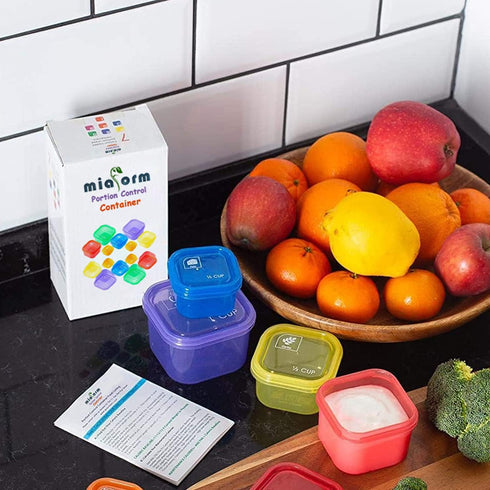 Portion Control Container and Food Plan - 21 Day Portion Control Container Kit for Weight Loss - 21 Day Tally Chart with e-Book (7 Labeled Pcs)...