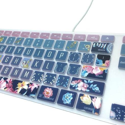 Silicone Keyboard Cover Skin for Apple iMac Keyboard with Numeric Keypad Wired USB MB110LL/B(Model: A1243), Cute Print, US Layout, Red Flower...