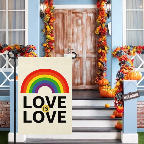 Love is Love Rainbow Pride Garden Flag Double Sided, LGBTQ Garden Flag Yard Flag for Outdoor Decoration 12x18 Inch...