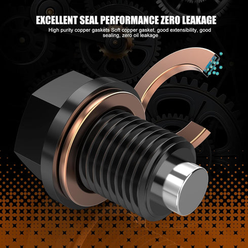 M14x1.5 Aluminum Magnetic Oil Drain Plug with 1 Pcs Copper Gasket Crush Washer Sump Drain Nut Bolt Oil Pan Bolt Anti Leakage Seal Replacement for ...