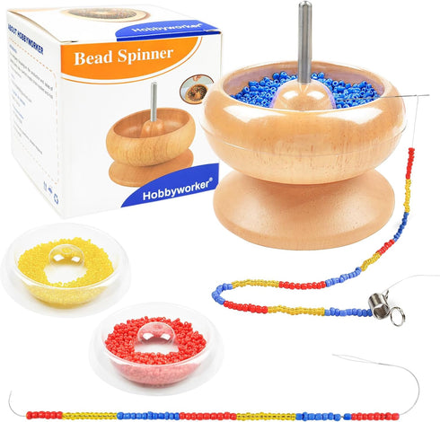 hobbyworker Bead Spinner, for Jewelry Bracelet Making, Seed Beads, Waist Beads Kit Line Quick Beading Tool (3 Trays 1 Bead Plugs)...