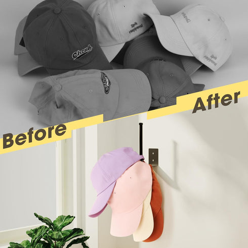 4 Pack Hat Racks for Baseball Caps, Stainless Steel Hat Organizer for Baseball Cap, Hat Holder Storage Organizer, Hat Hanger Strong Adhesive/Wall ...