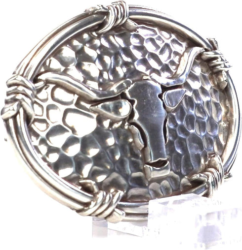 ARIAT Men's Western Buckle, Antique Silver with Steer Head Motif and Barbwire Edging-A37050...