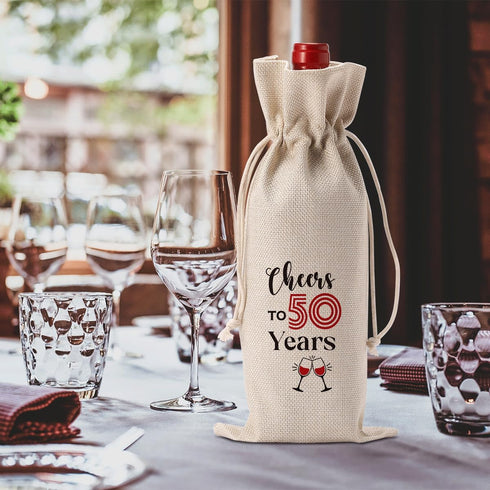 50th Birthday Gifts for Women Her Him Wine Bag, 50 Year Old Birthday Gifts for Women Men Wine Bottle Bag, Happy 50th birthday Party Decorations Me...