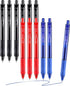 12 Pack Gel Ink Pens, 0.5mm Retractable Ballpoint Pens(Black/Blue/Red), Fine Point Smooth Pens with Soft Grip, Office Pens School Supplies for Wri...