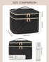 Travel Makeup Bag Organizer, Large Make Up Bag for Women, Double Layer Cosmetic Bag with Removable Dividers, Portable Makeup Case Storage, Black...