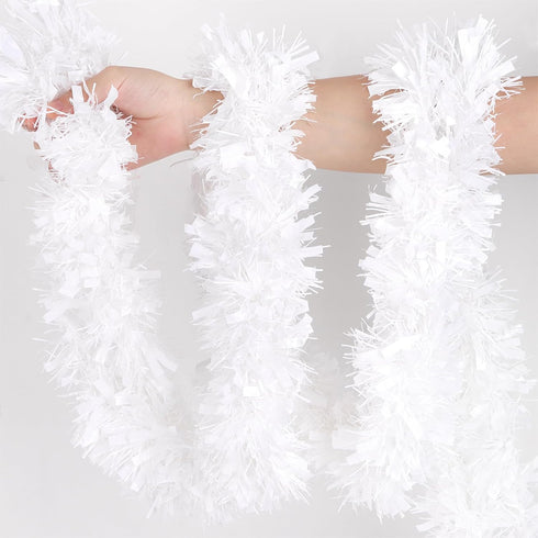 KIMOBER 32.8 Ft Christmas Tinsel Garland,White Metallic Garland for Christmas Tree,Wedding Party Decorations...