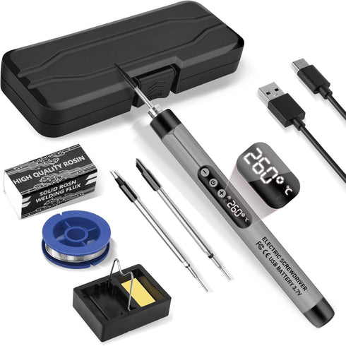 Mini Cordless Soldering Iron Kit, USB Rechargeable Portable Cordless Soldering Iron, LCD Digital Adjustable Temperature Soldering Gun Thermostatic...