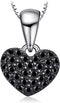 JewelryPalace Love Heart Cut Genuine Black Spinel Pendant Necklace for Women, 14k White Gold Plated 925 Sterling Silver Necklace for Her, Natural ...