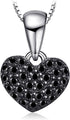JewelryPalace Love Heart Cut Genuine Black Spinel Pendant Necklace for Women, 14k White Gold Plated 925 Sterling Silver Necklace for Her, Natural ...