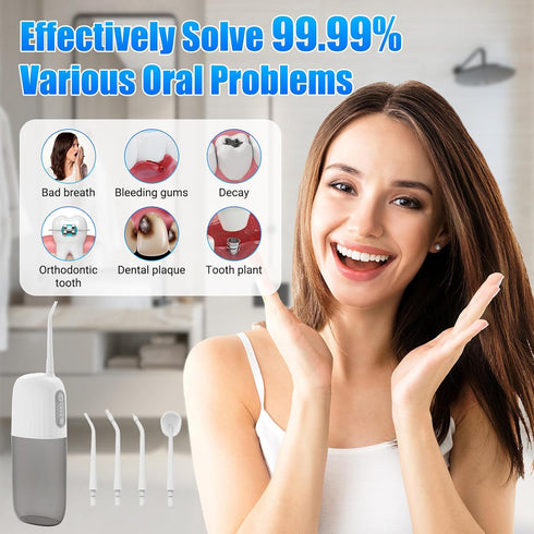 Water Flosser, 4 Modes Water Flosser for Teeth, Portable USB-C Rechargeable Oral Irrigator, 4 Replaceable Nozzles Water Dental Picks, IPX7 Waterpr...