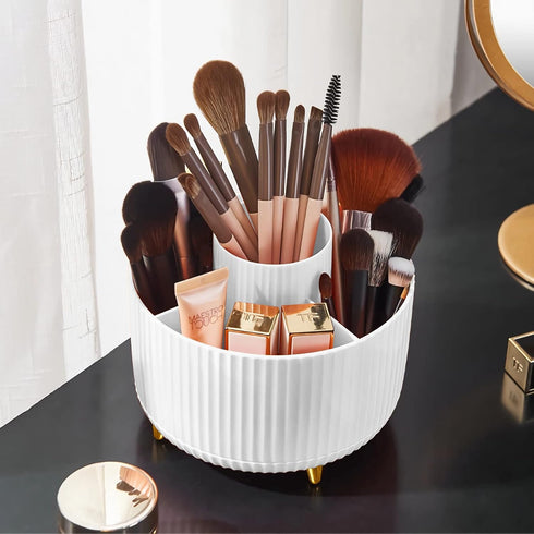 Makeup Brush Holder Organizer,360° Rotating Makeup Brush Organizer,5 Slot Make up Brushes Cup for Cosmetics, Nail Polish, Art Supply, Bathroom Van...