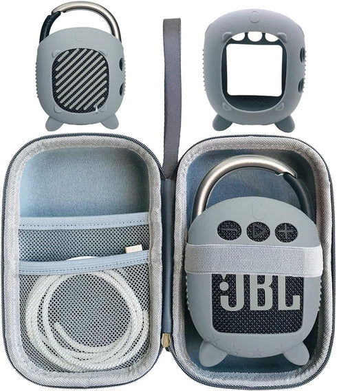 Hard Carrying Case and Silicone Cover for JBL Clip 4 Portable Bluetooth Speaker, Protective Travel Case Storage for JBL Clip 4 (Hard Case+Silicone...