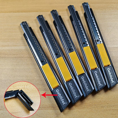 5pcs Right and Left Hand Self-Lock Cutter Knife/Black 9mm Snap Off Blades /60° Blace Knife/Utility Knife/Graphic Knife (Black Holder)...