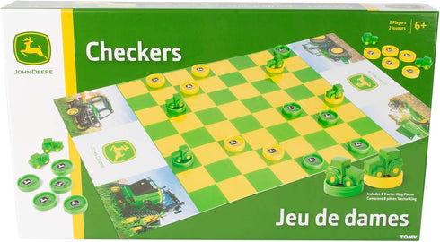John Deere Checkers Board Game - Includes Themed Folding Board, Checkers, and Collectible Tractor Kings - Collectible Farm Toys and Strategy Games...