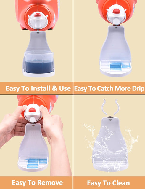 Laundry Detergent Cup Holder, Laundry Fabric Softener Cup Holder Drip Tray Catcher, Adjustable Holder Fits Most Economic Sized Bottles, No More Me...