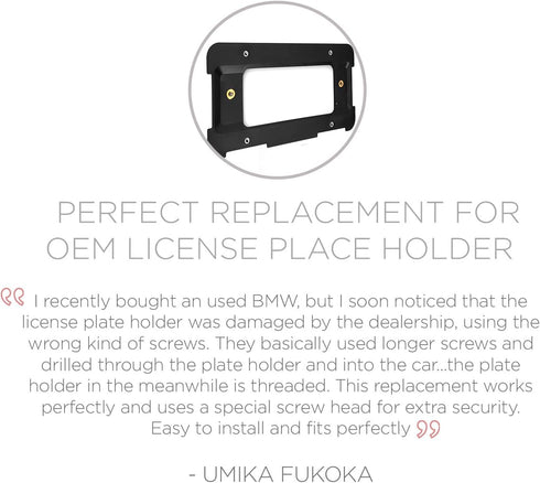 License Plate Holder Bracket Mounting Kit Compatible with BMW 1 2 3 4 5 6 Series Rear Plates Car Accessories Replaces 51187160607, 511882380615 & ...