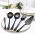 LIANYU 5-Piece Matte Black Serving Utensils Set, Stainless Steel Serving Set Include Serving Spoon Fork, Flatware Serving Pieces for Buffet Cateri...