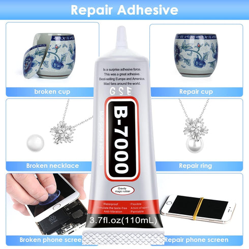 B7000 Rhinestones Glue for Crafts, 110ML Glue of diamond jewelry 3.7fl.oz Clear B-7000 Super Jewelry Glue Transparent Industrial Adhesive for Fabr...