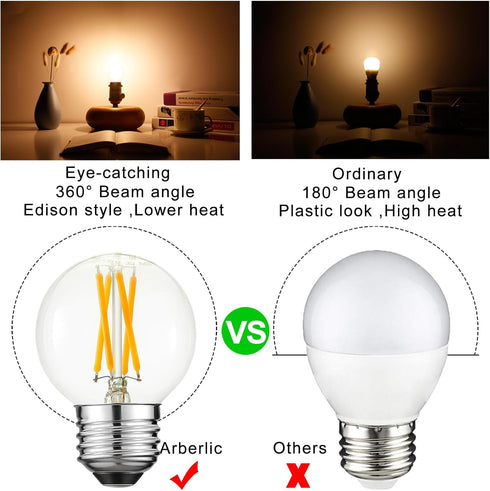 G16.5 light bulb LED,4W E26 LED bulb dimmable Equivalent E26 40 watt light bulb,Warm white 2700K,400lm,CRI85+,AC120V,Edison style,clear glass,flic...