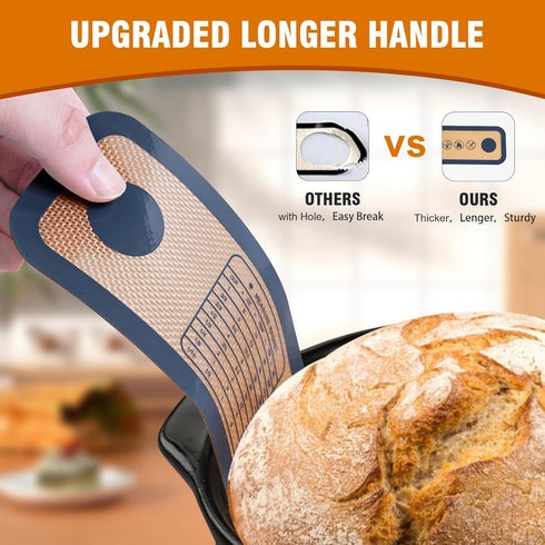 2PCS Silicone Bread Sling, Reusable Bread Baking Mat with Long Handles for Dutch Oven Liners, Non-Stick & Easy Clean Silicone Bread Mat(Circle 2)...