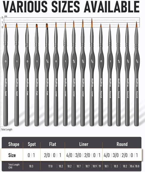 Nicpro Miniature Paint Brushes Set, 15PCS Fine Tip Detail Paint Brush, Artist Micro Thin Detail Brush for Miniature, Modle, Paint by Number, Rocks...