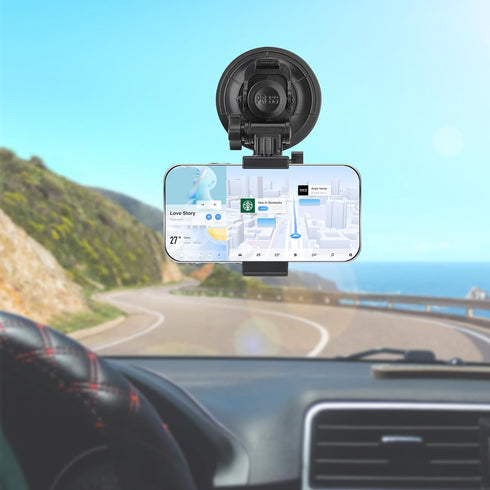 Heavy Duty Super ?90mm Suction Cup + Adjustable Dual-Ball-Head Action Camera Dash Cam Phone Car Mount Windscreen Window Cockpit Holder for GoPro i...