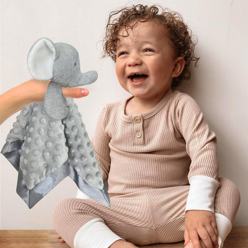 Elephant Baby Security Blanket Loveys for Babies Boys Girls, 15" Soft Baby Lovey Unisex Lovie, Baby Snuggle Toy Elephant Stuffed Animal, Grey Elep...