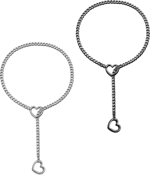 Harry and Henry Heart Slip Chain Necklace for Women Handmade Punk Cuban Slip Chain Choker Necklace Jewelry Adjustable Gothic Lariat Y-Necklace Sta...