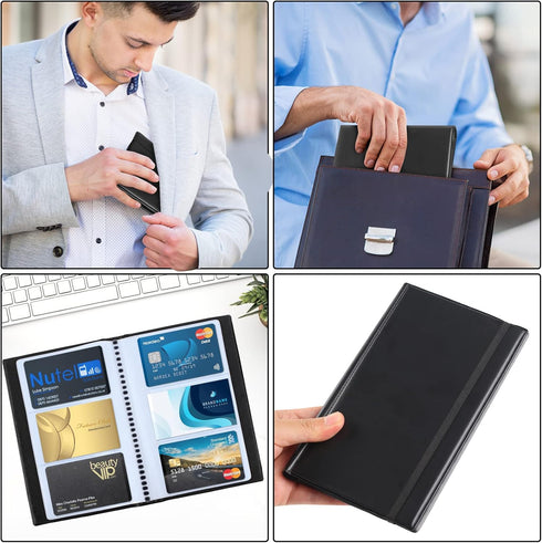 2 Pack Business Card Organizer, 180 Cards Business Cards Holder, Business Card Book, Credit Card Organizer for Men & Women...