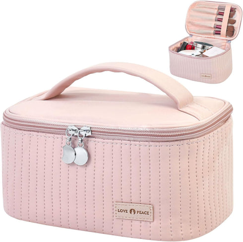 Makeup Bag Travel Cosmetic Bag, Large Capacity Makeup Organizer Bag and Storage, Portable PU Leather Pouch Toiletry Bag Make up Organizer, Cosmeti...
