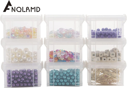 9Pack Small Plastic Clear Storage Box Containers with Lids, Mini Bins (L3.4 x W2.5 x H2inches) - Reusable Craft Box, Small Items Accessories Stora...