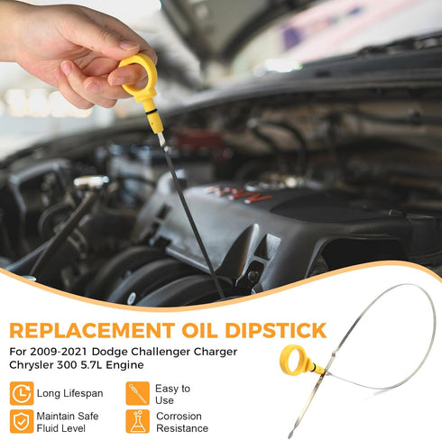 Oil Dipstick 5.7 for 2009-2021 Dodge Challenger Charger Chrysler 300 5.7L Hemi Engine Oil Level Dipstick Fluid Indicator Oil Stick Replaces # 0479...