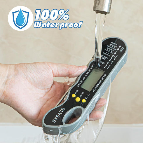 Waterproof Digital Instant Read Meat Thermometer with 4.6” Folding Probe Backlight & Calibration Function for Cooking Food Candy, BBQ Grill, Liqui...