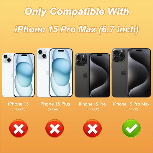 Compatible with iPhone 15 Pro Max Case with Stand, Luxury Cute Bling Double Ring Heart Kickstand Women Girls, Shockproof Soft TPU Plating Protecti...