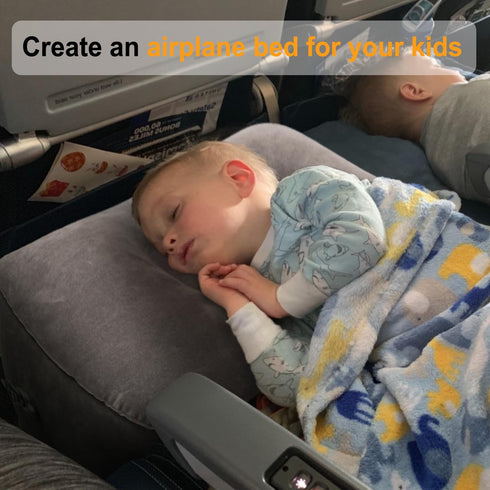 Inflatable Travel Foot Rest Pillow, Kids Airplane Bed, Adjustable Height Leg Pillow for Air Travel, Make a Flat Bed for Kids and Toddlers, Great f...