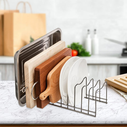 Pot&Pan Lid Rack Holder Organizer, Rest Cutting Board, Baking Sheet, Stainless Steel, Satin Nickel...