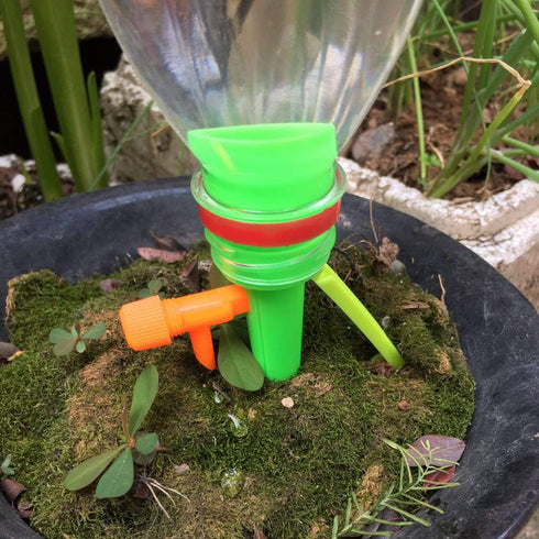 Automatic Plant Watering Device, Self Watering Spike Vacation Plants Drip Irrigation System 12 Pieces, with Anti-tilt Bracket Slow Release Control...