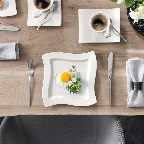 Villeroy & Boch New Wave Square Salad Plate, 9.5 in, Premium Porcelain, White...